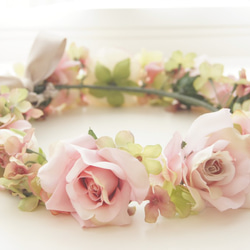 花冠　~ Antique Flower Tiara ~ Pink　バラ・薔薇・ローズ　結婚式☆ウエディング☆ブライダル 3枚目の画像