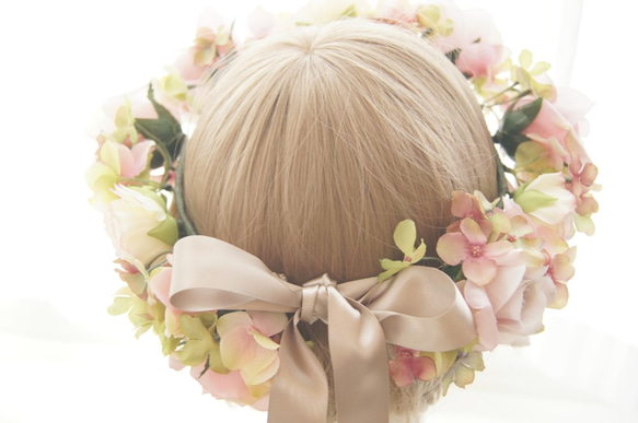 花冠　~ Antique Flower Tiara ~ Pink　バラ・薔薇・ローズ　結婚式☆ウエディング☆ブライダル 4枚目の画像