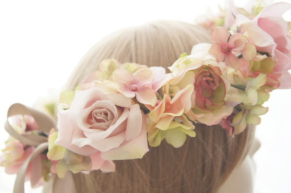 花冠　~ Antique Flower Tiara ~ Pink　バラ・薔薇・ローズ　結婚式☆ウエディング☆ブライダル 5枚目の画像