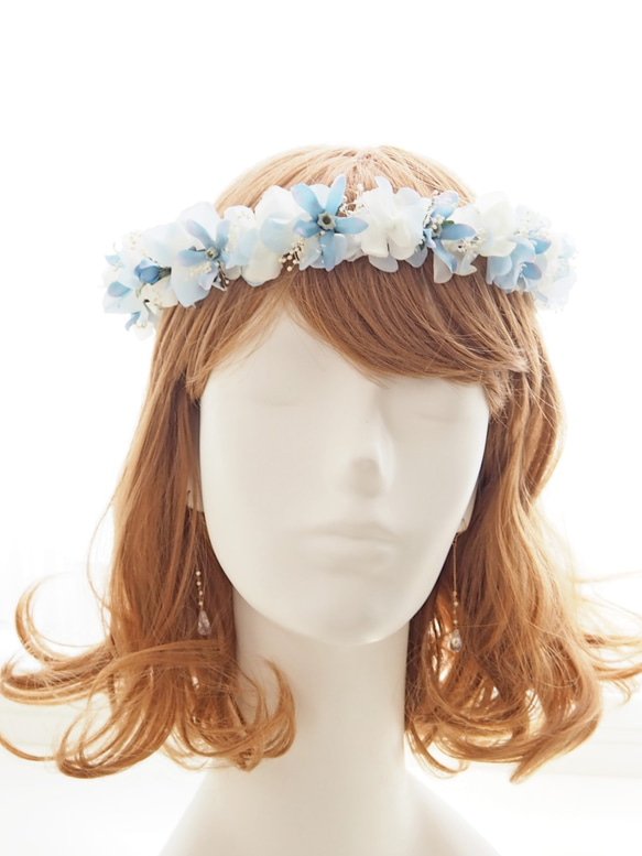 花冠 ブルースター・かすみ草・カスミソウ 花かんむり 結婚式  