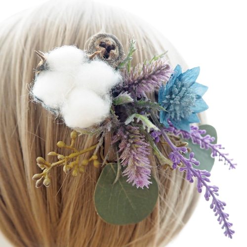 ドライフラワーブーケ 前撮り ウェディング ネイビー×ラベンダー 韓国