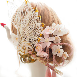髪飾り　桜　鶴　水引　和婚　結婚式　ウェディング　卒業式　成人式 ヘッドドレス　ヘアアクセサリー　和装　振袖　着物 3枚目の画像