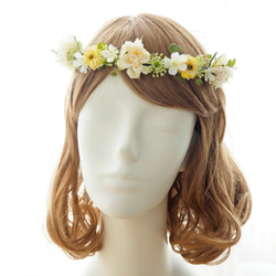 花冠 子供用 キッズ用 ベビー用 ~ Flower Tiara　黄色　 ~ 花かんむり 結婚式・ブライダル【感謝価格】 2枚目の画像