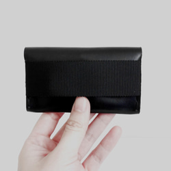 HANDMADE BLACK LEATHER/ PEARL CARD CASE (MADE-TO-ORDER) 第3張的照片