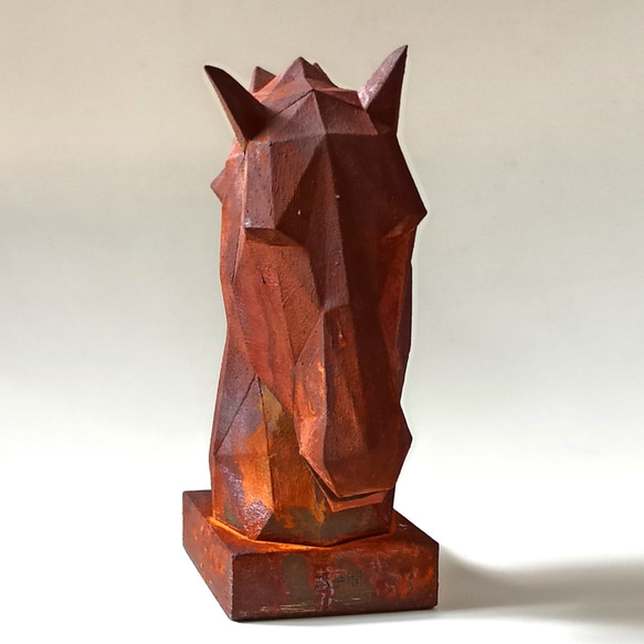 （頭角崢嶸-馬頭）-擺飾,Bookend, lowpoly, geometric, 鐵銹效果,攝影道具,書檔,藝術品 第7張的照片