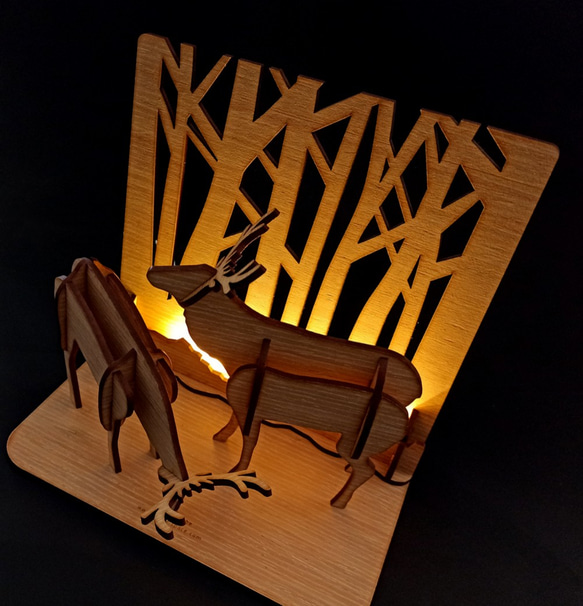 【北欧の森・シチュエーションライト】DECO.WOOD.LIGHT.クリスマス.ギフト交換.ママに贈る.癒し.バレンタインギフト 2枚目の画像