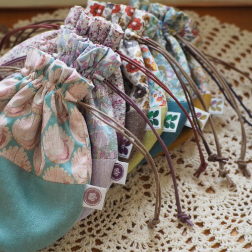 リバティ❁しじみ巾着 -ワックスコード- 巾着袋 figue124 通販 8053031