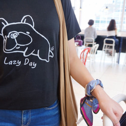 【 懶骨頭 】-法國鬥牛犬T-shirt-黑 第2張的照片