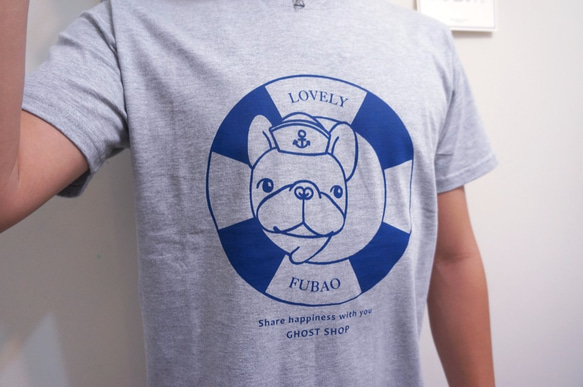 【 海軍福寶 】-法國鬥牛犬T-shirt-灰 第5張的照片