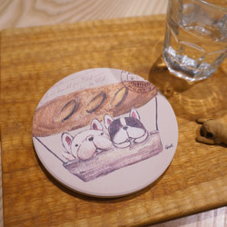 法國鬥牛犬 吸水杯墊-法國麵包 第3張的照片