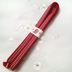 四分之三收緊繩，雙面編織棉 Sanada 繩，紅色和白色 第1張的照片