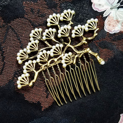 飾り櫛　松枝　アンティークゴールド(金古美) 1枚目の画像