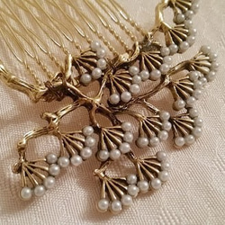 飾り櫛　松枝　アンティークゴールド(金古美) 3枚目の画像