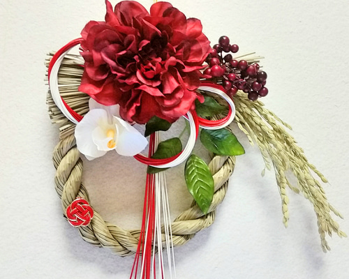 お正月飾り しめ縄リース 紅白 しめ縄・しめ飾り 和兎庵(watoan) 通販