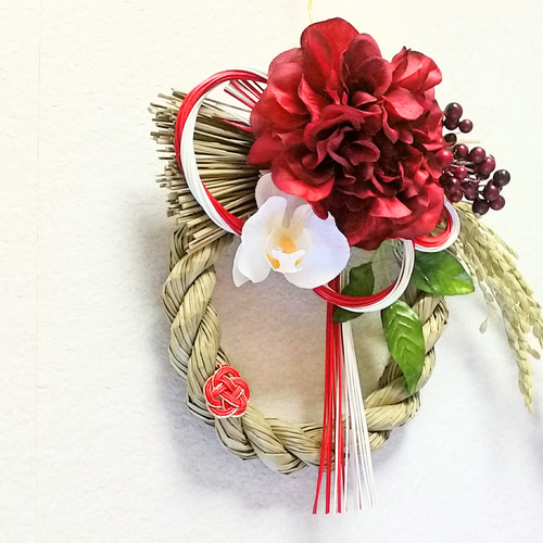 お正月飾り しめ縄リース 紅白 しめ縄・しめ飾り 和兎庵(watoan) 通販