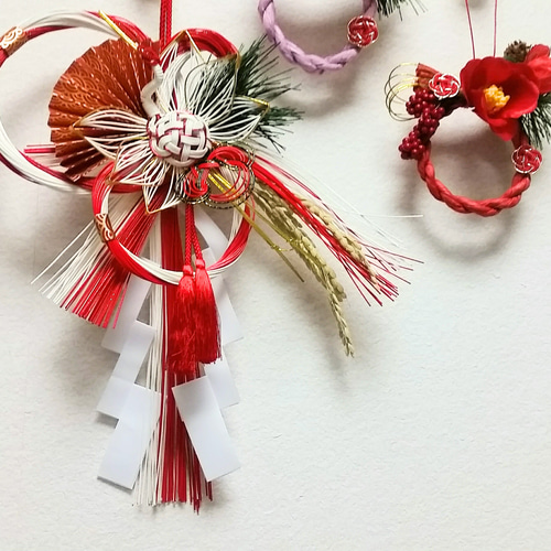 ミニしめ縄リース 赤 しめ縄・しめ飾り 和兎庵(watoan) 通販 3198629