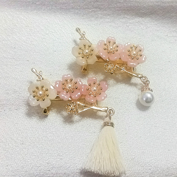 帯留め 枝桜(パール) 3枚目の画像