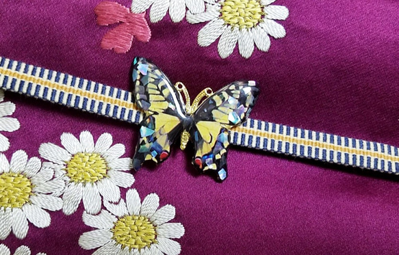 帯留め　螺鈿蝶々　揚羽 1枚目の画像