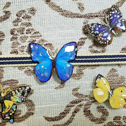螺鈿細工の蝶々の帯留