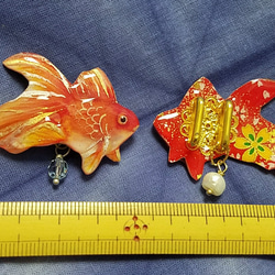 帯留め　金魚　朱 4枚目の画像