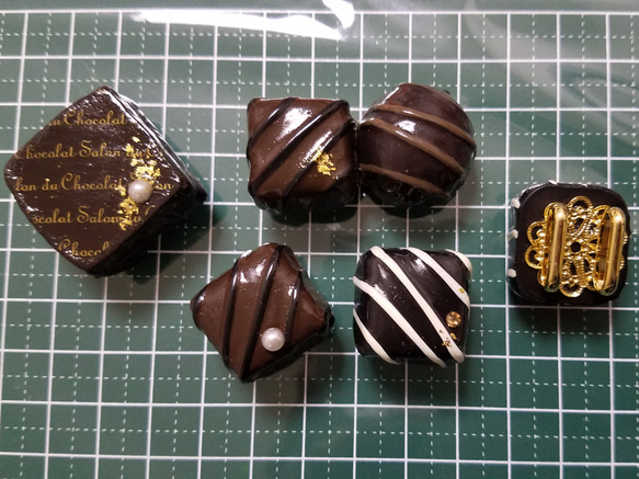 帯留め　chocolate ダブルボンボン 4枚目の画像