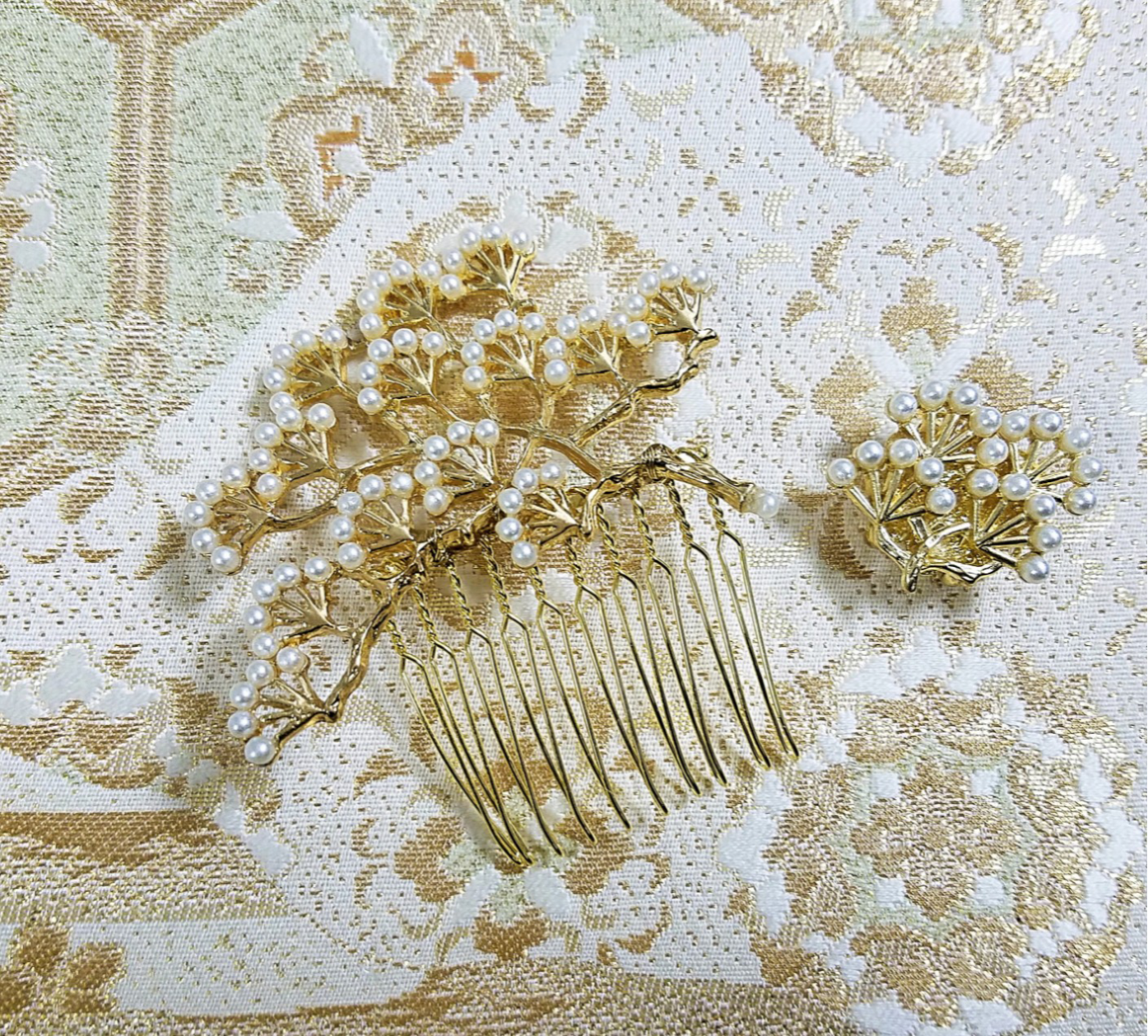 帯留めと飾り櫛セット　松枝