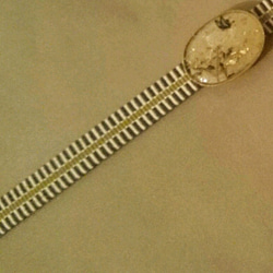 三分紐帯締め 袋状綿真田紐 遠州(紺に黄土色ライン) 3枚目の画像