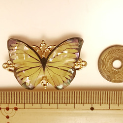 帯留め 螺鈿蝶々 黄 4枚目の画像