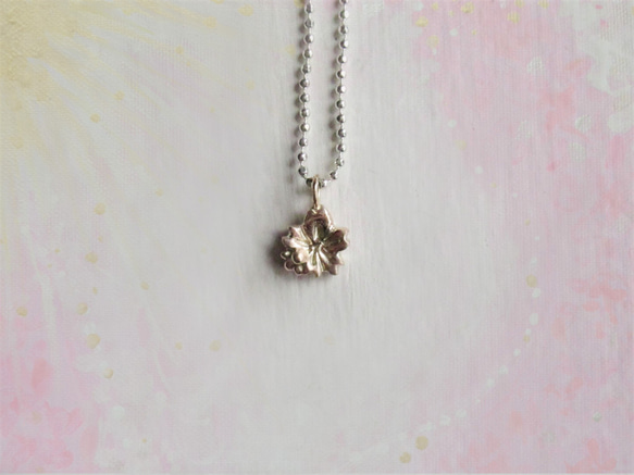 銀の滴ふるふる-水桜- Petit Necklace/K10PG,SV925コンビ【販売終了しました】 3枚目の画像