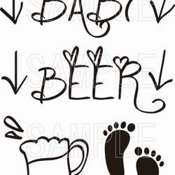 【マタニティペイント シール】マタニティフォト 用 ボディシール BABY＆BEER 撮影用小物 衣装 2枚目の画像