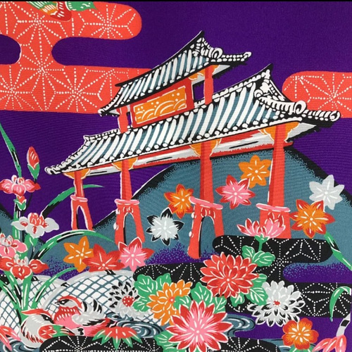 ☆送料無料☆ ハンドメイド 沖縄 紅型 琉球模様 タペストリー 掛け軸