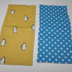 【再販】♡ハーフガーゼハンカチ２枚セット♪ペンギン柄/ドット柄 5枚目の画像