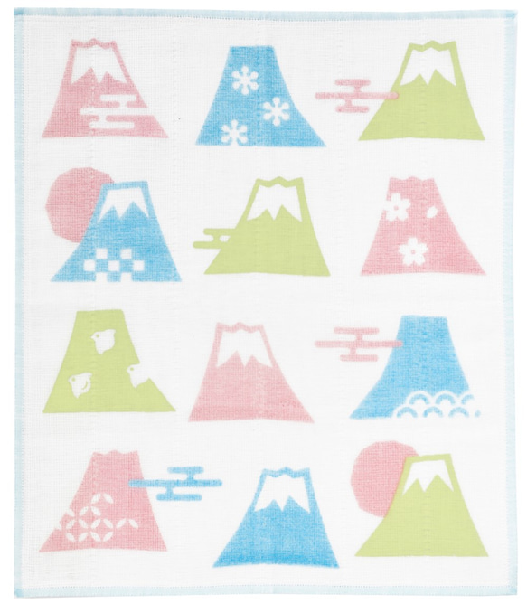 かやのふきん「富士山ちらし」　作者：粟辻デザイン 4枚目の画像