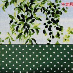 Sale！4500➡️2500円  鮮やかなグリーンの植物柄と水玉模様の巾着型ショルダーバッグ 5枚目の画像