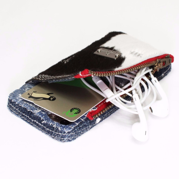 [Creema Limited /秋季幸運袋]小牛皮圖案iPhone /智能手機保護套和小盒子手帶 第2張的照片