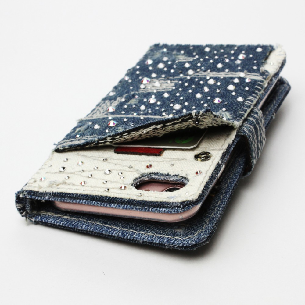 スワロフスキー&デニム手帳型ケースVenus_Note -iPhone17ProMAX, Air, Androidほか