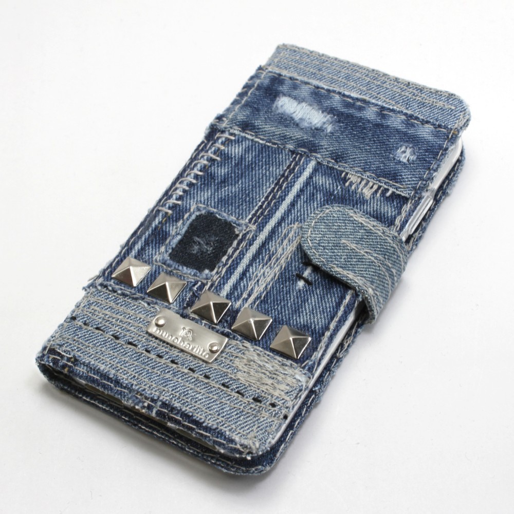 スタッズデニム手帳型iPhone・スマホケース - iPhone17ProMAX,16Plus,SEほか,Android