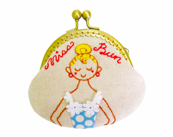 包包頭小姐 手繪手工刺繡雙面口金包 防潑水口金包 Hand drawn Embroidered clasp purse 第2張的照片