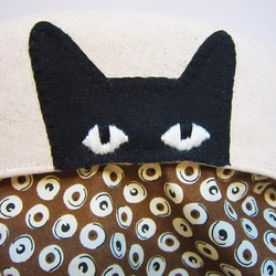 「おさるの小さな黒い猫」塗らパッチ刺繍入りコットンベレー帽/刺繍ベレー帽を描かれた画家キャップハンド 3枚目の画像