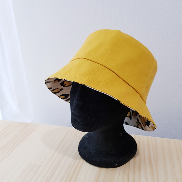 法式女孩風 雙面漁夫帽 豹紋漁夫帽 Leopard pattern Double-sided Bucket hat 第2張的照片