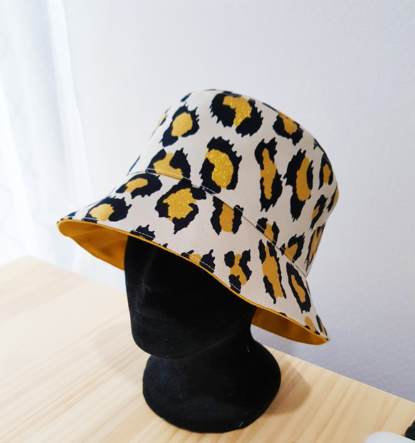 法式女孩風 雙面漁夫帽 豹紋漁夫帽 Leopard pattern Double-sided Bucket hat 第3張的照片