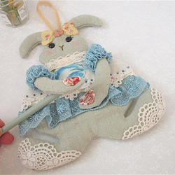 wonderland22 蕾絲兔造型小包｜rabbit 型ミニポーチ 第3張的照片