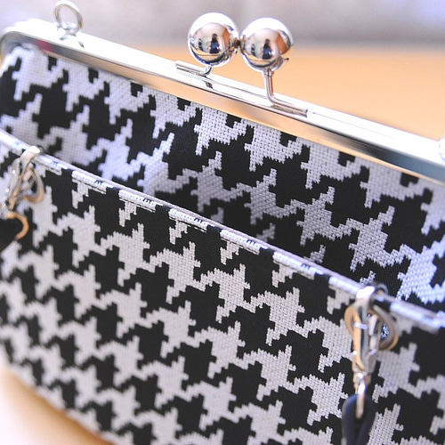 受注製作☆25cm口金使用☆千鳥柄☆がま口2wayショルダー＆ハンドバッグ