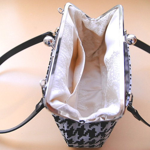 受注製作☆25cm口金使用☆千鳥柄☆がま口2wayショルダー＆ハンドバッグ