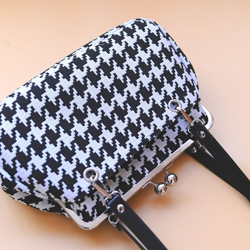 受注製作☆25cm口金使用☆千鳥柄☆がま口2wayショルダー＆ハンドバッグ