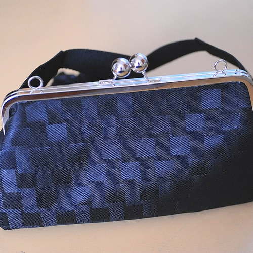 がま口ボディ＆ウエストバッグ｜軽やかナイロン＊ブラック＊ユニ