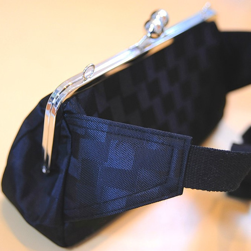 がま口ボディ＆ウエストバッグ｜軽やかナイロン＊ブラック＊ユニ