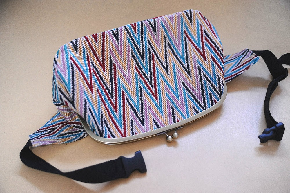 ゴブラン織り☆幾何柄☆ビッグサイズがま口ボディバッグ☆斜め掛け☆7