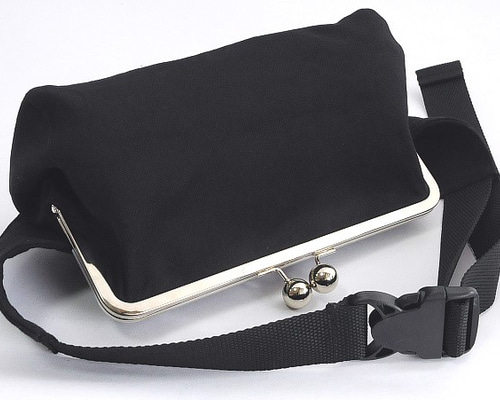 nanqueen's handmade】【キャンバス地】【ブラック】がま口ウェスト