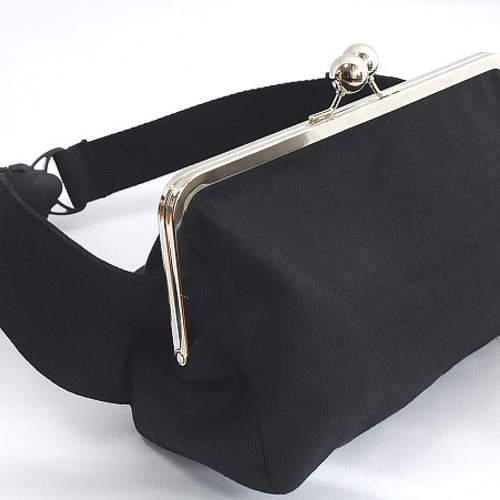 nanqueen's handmade】【キャンバス地】【ブラック】がま口ウェスト